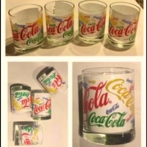 Set of 10 Vintage 1980’s Multi-Colored Coca-Cola Glasses